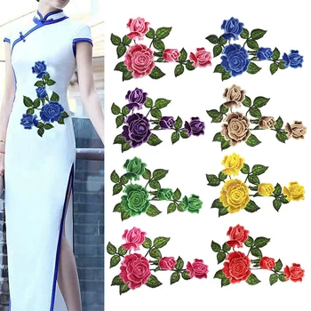 Fashion Flower Siuvinėjimo pleistras Drabužių aplikacija PatchElegant siuvinėto audinio lipdukas Moteriški drabužių siuvimo aksesuarai