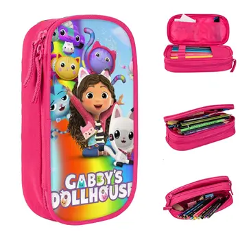 Fashion Gabby Dollhouse Rainbow pieštukų dėklai Mieli animaciniai pieštukai Rašiklis studentui Didelės talpos krepšys Biuro užtrauktukų priedai