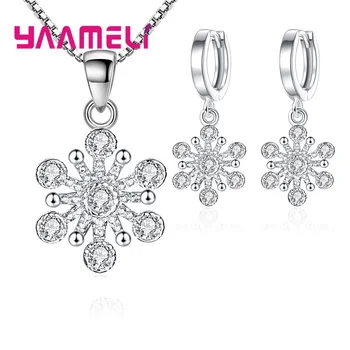 Fashion Jewelry Set Hot Sale 925 Sterling Silver Sparkling Ice Flower Pakabukas Auskarai moterims Greitas nemokamas pristatymas
