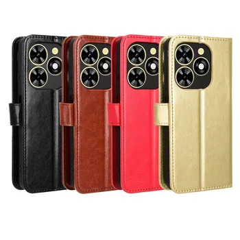 For Tecno Pop 8 Case Luxury Leather Flip Wallet Phone Case For Tecno Pop 8 Pop8 Case Stand Function kortelių laikiklis