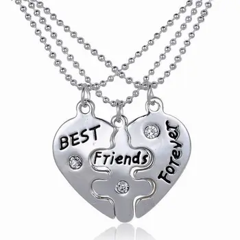 Forever Vintage Jewelry Friendship 3vnt/ Set Crystle Best Friends Širdies formos pakabuko vėrinys