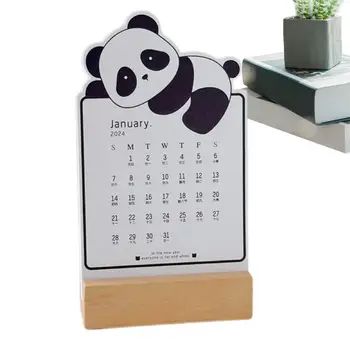 Funny Animal Desk Calendar Monthly Stand Up Animal Removable Calendar Nešiojamas stalo kalendorius su mediniu pagrindu planavimui
