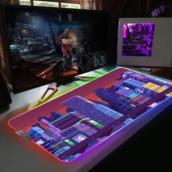 Gaming Pc MousePad with RGB Pixel Art 900x400 kilimas su foniniu apšvietimu Kilimėlis Neslystančios trinkelės Stalo kilimėlis Greitis Mause Gamer Kompiuterių priedai