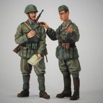 Garažo rinkinys 1/35 santykio dervos figūrinio modelio rinkinys Diorama istorijos kareivis ir stebėjimo grupės karininkas Nedažytas 