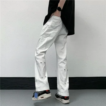 Gatvės drabužiai Europietiško ir amerikietiško stiliaus džinsiniai džinsai vyrams Vyras Laisvalaikio plačių kojų kelnės Vyriškos tiesios Mikroplatėjančios kelnės A78