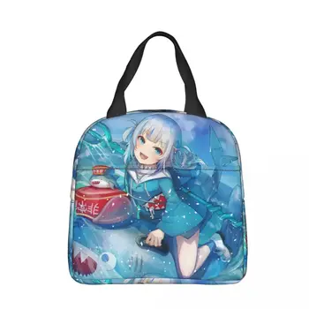 Gawr Gura Lie Izoliuotas pietų krepšys Hololive Anime Women Kids Cooler Bag Terminis nešiojamas pietų dėžutė Ledo pakuotės tote