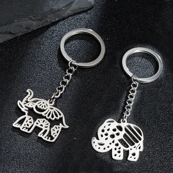 Genčių etniniai raktų pakabukai Bohemijos stilius Afrikos dramblio raktų pakabuko raktų laikiklis Lucky Animal Jewelry Car Key Ring Accessorie