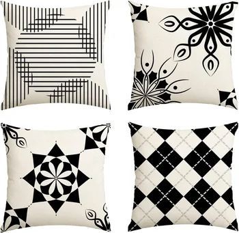 Geometrinis pagalvės užvalkalas 45X45cm abstraktus dekoratyvinis pagalvės užvalkalas juodo rašto pagalvės užvalkalas kvadratinis pagalvėlės užvalkalas, tinkamas sofai.