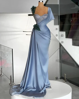 Gray Haute Couture Prom suknelės Undinėlė Mielaširdingos aplikacijos Karoliukais puošta Saudo Arabija Dubajaus chalatas De Soiree vakarinė suknelė