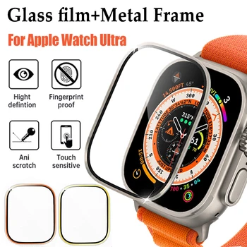 Grūdintas stiklas, skirtas Apple Watch Ultra 49 mm ekrano apsauga nuo metalinio rėmo apsaugos nuo įbrėžimų dangtelio plėvelė, skirta iWatch Series 8 Pro 49mm