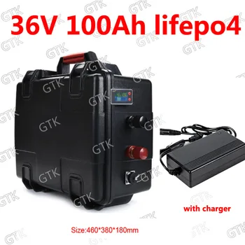 GTK vandeniui atspari 36V 100AH lifepo4 ličio baterija įkraunama 4000w triračių dviračių UPS dviračių valtis +10A įkroviklis