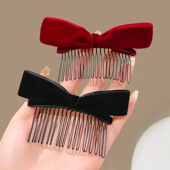 Hair Comb Bow Hairpin Creative Cloth Red Velvet Bowknot Hair Clip Barrettes Korean Style Headwear Student