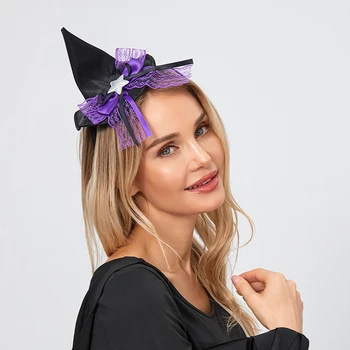 Halloween Witch Hat Headband Cosplay Hair Band Headpiece Party Plaukų aksesuarai suaugusiems Vaikų kostiumų rekvizitai