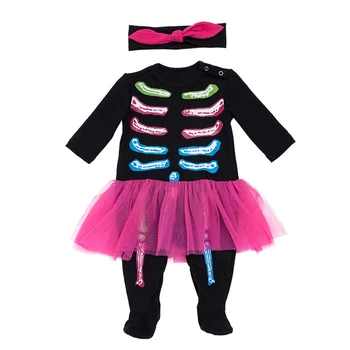 Helovinas Baby Girl Romper Baby Kids Skeleton Ghost Kostiumas Halloween Masquerade Party Demon Role Cosplay drabužiai