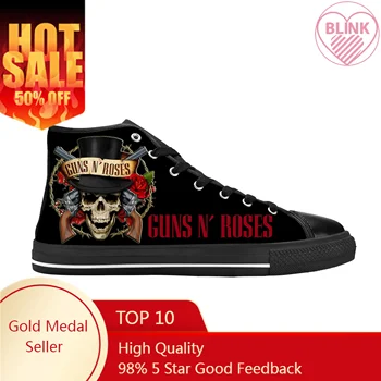 Hot Guns N Roses Rose Heavy Metal Rock Band Music Casual Cloth Shoes High Top Comfortable Breathable 3D Print Vyriški moteriški sportbačiai