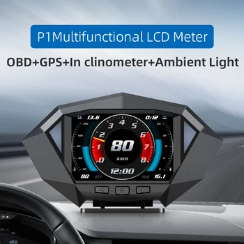 Hud Heads Up Display Obd2 GPS Spidometras LCD prietaisas Universalus transporto priemonės greitis Aukštis Nuolydžio matuoklis Automobilio elektronika
