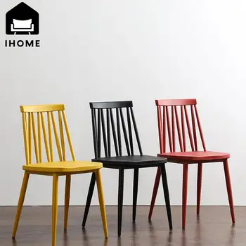 IHOME 2023 Šiaurietiška kėdė Modernus paprastas tingus Namų plastikas Atlošas Kėdė Laisvalaikio stalo kėdė Valgomojo kėdė Vindzoro kėdė DropShipping