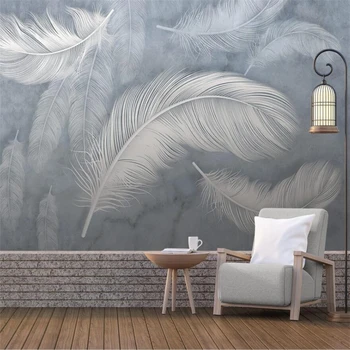Individualūs tapetai 3d Nordic HD rankomis dažyta plunksna moderni minimalistinė Обои TV fono siena svetainės freska фотообои