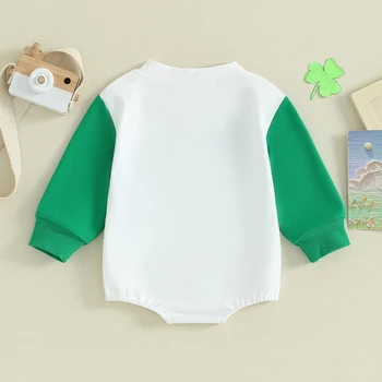 Infant Baby Girl Boy Saint Patrick s Day Outfit Wee Little Hooligan Bubble Romper Newborn Patchwork Playbine'as