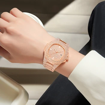 Inkrustuota anglų mados tendencija Moteriškas aukščiausios klasės prekės ženklo vyriškas plieninis juostinis laikrodis