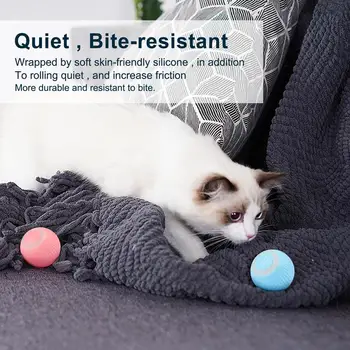 Interaktyvus naminių gyvūnėlių kamuolinis katės žaislas riedantys šunų žaislai su išmaniuoju kliūčių išvengimo jutikliu USB įkraunamas katės mankštos žaislas Smart