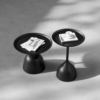 itališkas prailgintas kavos staliukas apvalus minimalistinis estetinis pramoninis metalinis kavos staliukas balkonas Stolik Kawowy Namų apyvokos daiktai