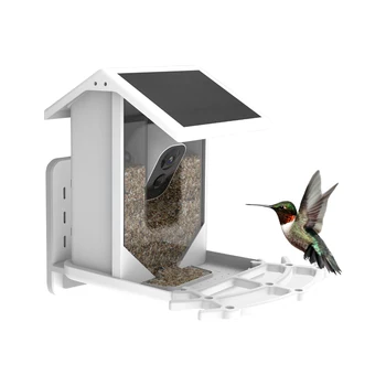 Išmanusis paukščių tiektuvas su fotoaparatu Saulės mažos galios paukščių kamera 1080P naktinio matymo kamera IP66 vandeniui atsparus tikrų paukščių rūšių tiektuvas