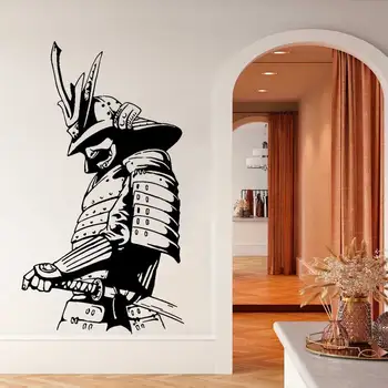 Japonų samurajų sienos lipdukas Azijos samurajų karys su kardu Man urvas Namų svetainė Miegamojo dekoras Vinilo meno lipduko dovana R2