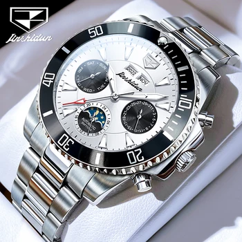 JSDUN Fashion Men Mechaniniai laikrodžiai 2023 Naujas trijų akių ciferblato dizainas Nerūdijančio plieno laikrodžio prekės ženklas Klasikinis vyriškas laikrodis Reloj Hombre
