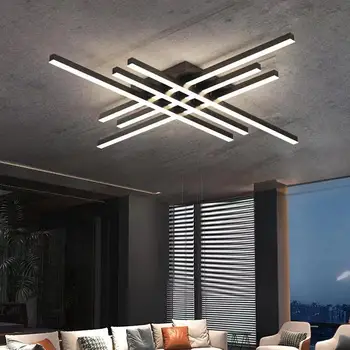 Juodas šviestuvas kvadratiniai miegamojo šviestuvai svetainės šviestuvas LED lubų šviestuvas Šiaurės šalių minimalistinis kūrybinis led lubų šviestuvas juostiniai šviestuvai
