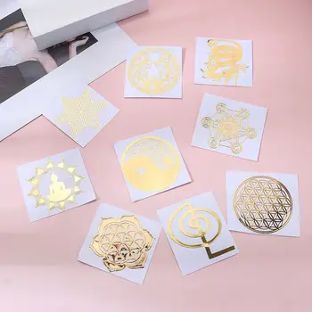 Juvelyrikos įrankis Gėlių gyvenimo raštas Aukso spalvos energijos lipdukas, skirtas pelėsių sakraliniam geometriniam lipdukui gaminti Metalinis varinis lipdukas