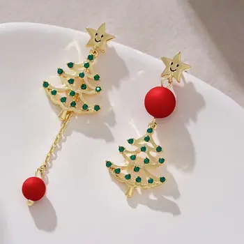 kalėdiniai auskarai Švelnaus dizaino ruduo ir žiema eglutės auskarai Žiemos nišiniai auskarai aukštos kokybės žalios smeigės