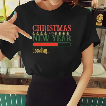 Kalėdinių marškinėlių dizainas 2024 m. vasaros nauji 90 's trumpomis rankovėmis spausdinti drabužiai moteriški marškinėliai Harajuku grafiniai drabužiai