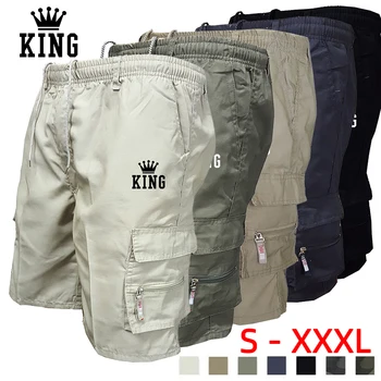 Karštas išpardavimas Vyriški krovininiai šortai Prekės ženklas Summer King Printed Fashion Casual Loose Drawstring Sport Streetwear Vyriškos trumpos kelnės S-3XL