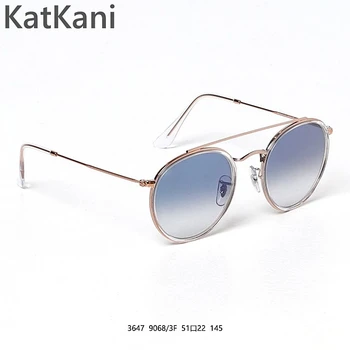 KatKani New Fashion Casual Double Beam Circular Metal Vyriški akiniai nuo saulės Optiniai receptiniai akiniai nuo saulės 3647