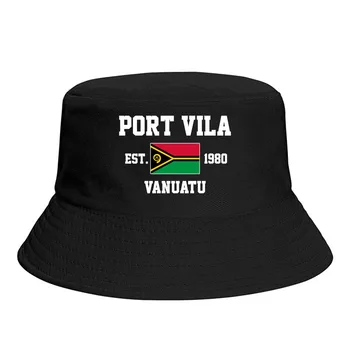 Kaušinės kepurės Vanuatu EST.1980 Port Vila emblema Vėliava Saulės atspalvis Šaunus lauko vasaros žvejys Kepurės Žvejybos kepurė