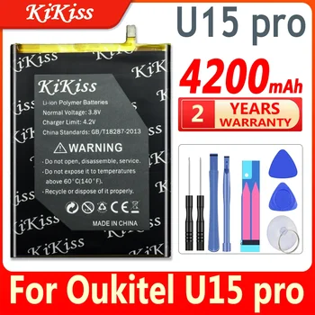 KiKiss 4200mAh for Oukitel u15 pro Smart Mobile Phone Didelės talpos baterija Oukitel u15pro