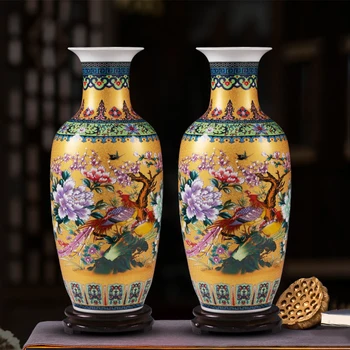 kinų rūmų keraminės grindys Didelės vazos+pagrindo ornamentai Pagrindinis Baldai Svetainė Tbale figūrėlės Amatai Biuro stalo dekoravimas
