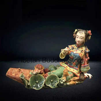 kinų stilius Kūrybinis rankdarbis Gražus moterų menas Skulptūra Klasikinė ponios statula Keramikos amatai Namų dekoravimas R4151