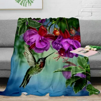 Kolibrių ir tropinių gėlių Flanelinė antklodė Šilta minkšta sofos antklodė Žiemos paklodė Lovatiesė Kempingo kelioninė antklodė