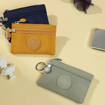 Korėjietiškas trumpas užtrauktukas Monetų piniginė Dvigubo sluoksnio nailono piniginė vandeniui atspari kišenpinigių krepšio kortelių laikiklis Lūpų dažų maišelio drobė