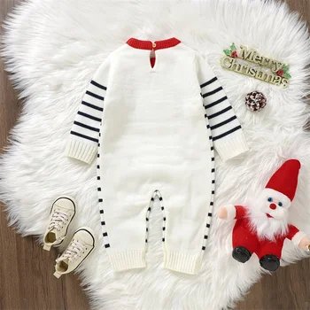 Kūdikis naujagimis Kalėdinė apranga Berniukas Mergaitė Megztas megztinis Romper Kombinezonas ilgomis rankovėmis Šilti žieminiai drabužiai