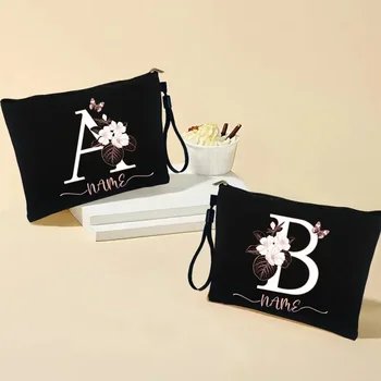 Laiškas Asmeninis vardas Dovanos Individualus logotipas Tekstas Makiažo krepšys Vakarėlis Lūpų dažai Kosmetikos krepšiai Moterų lauko kelionių tualeto reikmenų maišeliai