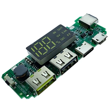LED Dual USB 5V 2.4A Micro/Type-C USB Mobile Power Bank 18650 įkrovimo modulis Ličio baterijos įkroviklio plokštė 4Vnt