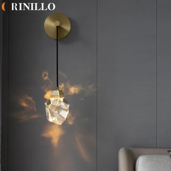 LED vienos galvutės krištolo sieninė lempa, moderni svetainė, TV fono siena, naktinės lempos apdaila kūrybinga visas varis