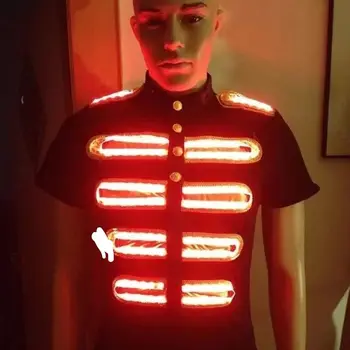 LED šviečiantys švytintys kostiumai LED scenos drabužiai RGB nuotolinio valdymo pultas Spalvingas šokiui Atlikti LED marškinėlius Renginio reikmenys