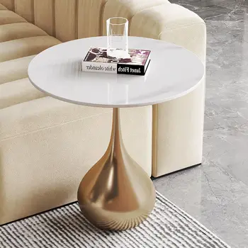 Lengvas prabangus roko lėkštės kavos staliukas Paprastas laisvalaikis Kūrybiniai maži apvalūs stalai Mobilus Modernus Namų svetainė Sofa Kampinis staliukas