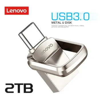 Lenovo 1TB/2TB USB 3.0 Flash Drive 512GB 256GB Type-c 2 In 1 High Speed Pendrive 128GB Storage Device WaterProof U Stick for PC