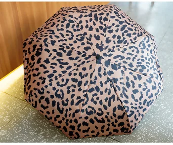 Leopard skėtis visiškai automatinis naujos mados animacinis skėtis moterims Stiprus parapluie atsparus Au Vent