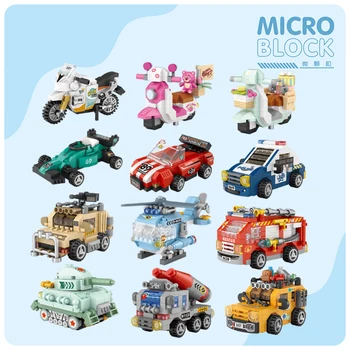 Loz žaislinių automobilių serija Policijos automobilių tankas Lėktuvas Raketinis automobilis Surenkami mikrogręžimo dalelių statybiniai blokai Dekoracijos Vaiko žaislų dovana